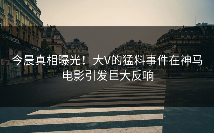 今晨真相曝光！大V的猛料事件在神马电影引发巨大反响